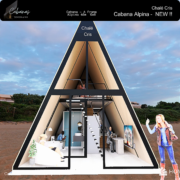KIT  Cabana Chalé Alpino 46m  ( Chalé Cris )  NEW