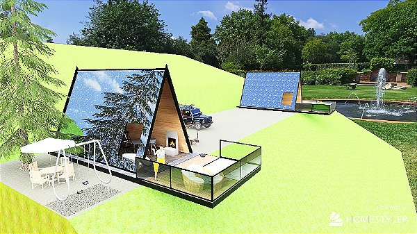 Chalé, Cabana Alpina Cristal - 60m  com Clarabóia