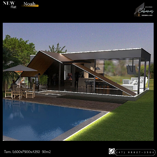 Cabana Noah - Um Flat com 90m - Moderno, estilos o e espaçoso ,  SOMBRAeMIX