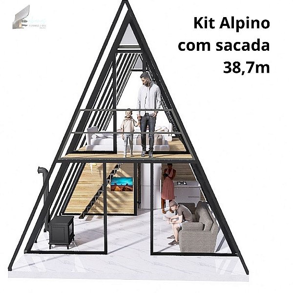 KIT Estrutura Metálica p/Chalé 38,7m (Monte e revista você mesmo)