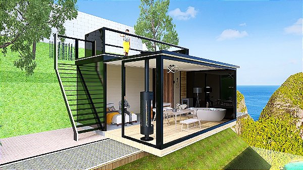 Cabana Módulo `Lumi Lodge Di Capri com Terraço  total 50m2