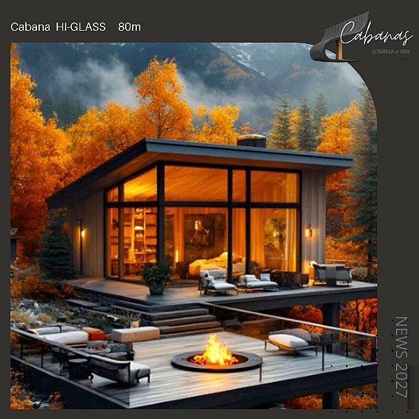 CASA Hi-Glass c/ 1 Suite + 1 Quarto + WC Social 8x10 = 80m2 com beiral