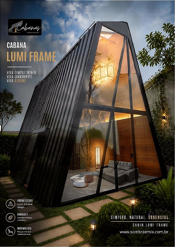 Cabana LUMI FRAME - Suíte no Mezanino + WC térreo total 56m2
