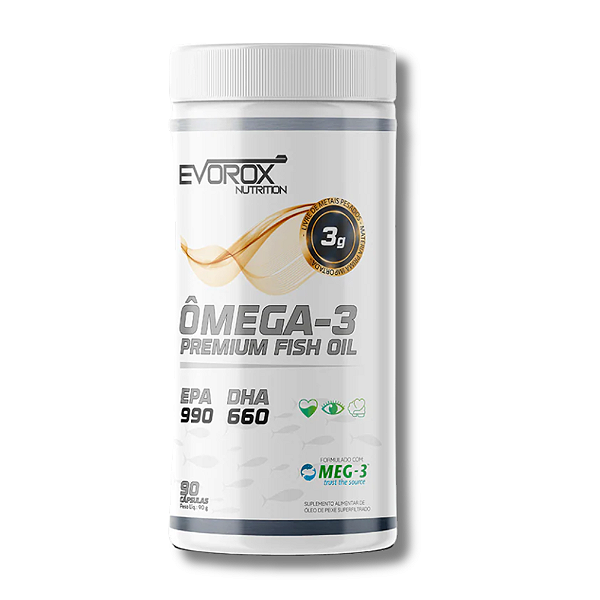 OMÊGA- 3 PREMIUM FISH OIL POTE 90 CAPSGEL - EVOROX NUTRITION