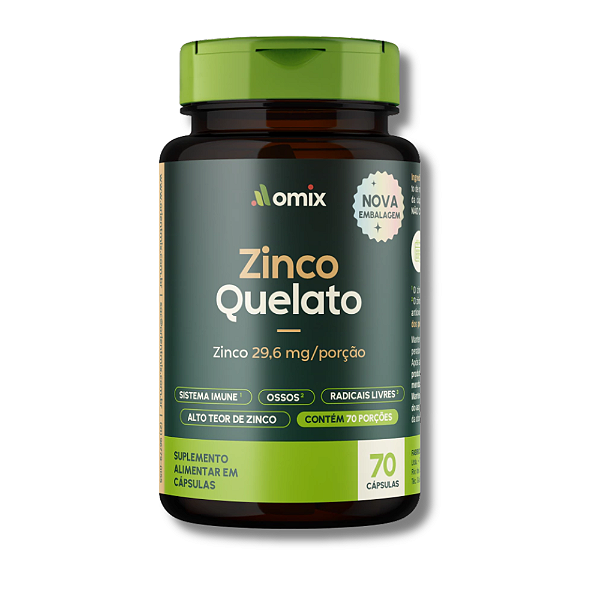 ZINCO QUELATO POTE 70 CÁPSULAS - OMIX HEALTH