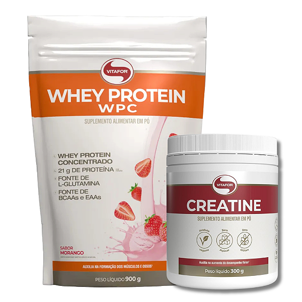 WHEY PROTEIN WPC REFIL 900G + CREATINA MONOHIDRATADA 300G - VITAFOR