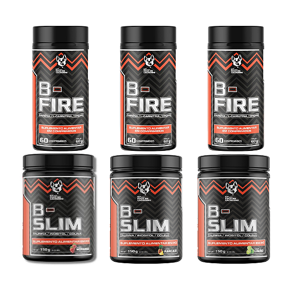 PARA TRÊS MESES : KIT FOGO NO CACHORRO TRIPLO (B- FIRE + B- SLIM)