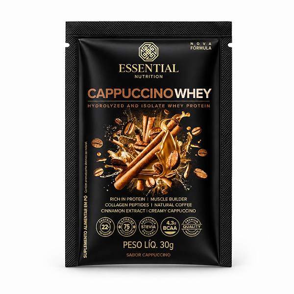 CAPPUCCINO WHEY SACHÊ 30G – ESSENTIAL NUTRITION