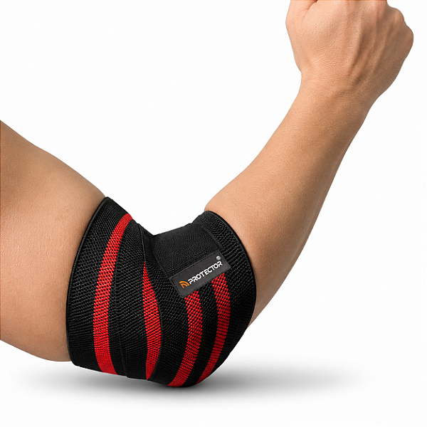FAIXA ELASTICA P/COTOVELO STRONGER COR: PRETA/VERMELHA - PROTTECTOR