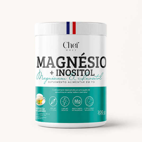 MAGNÉSIO + INOSITOL 300G – ERVA-DOCE, CAPIM-LIMÃO E ERVA-CIDREIRA – CHEF WHEY