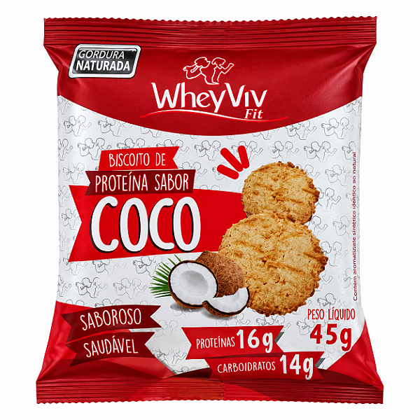 BISCOITO PROTEICO DE COCO 45G - WHEY VIV