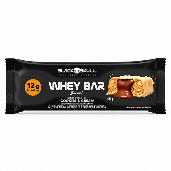 BARRA WHEY BAR GOURMET ZERO 45G COOKIES & CREAM - BLACK SKULL