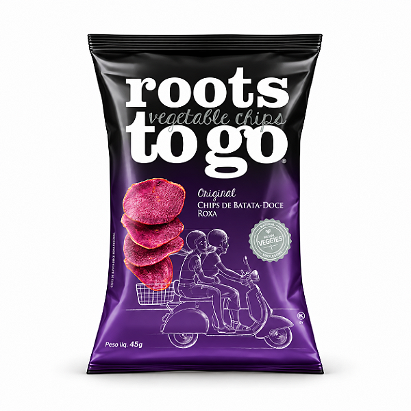 CHIPS DE BATATA-DOCE ROXA 45G - ROOTS TO GO