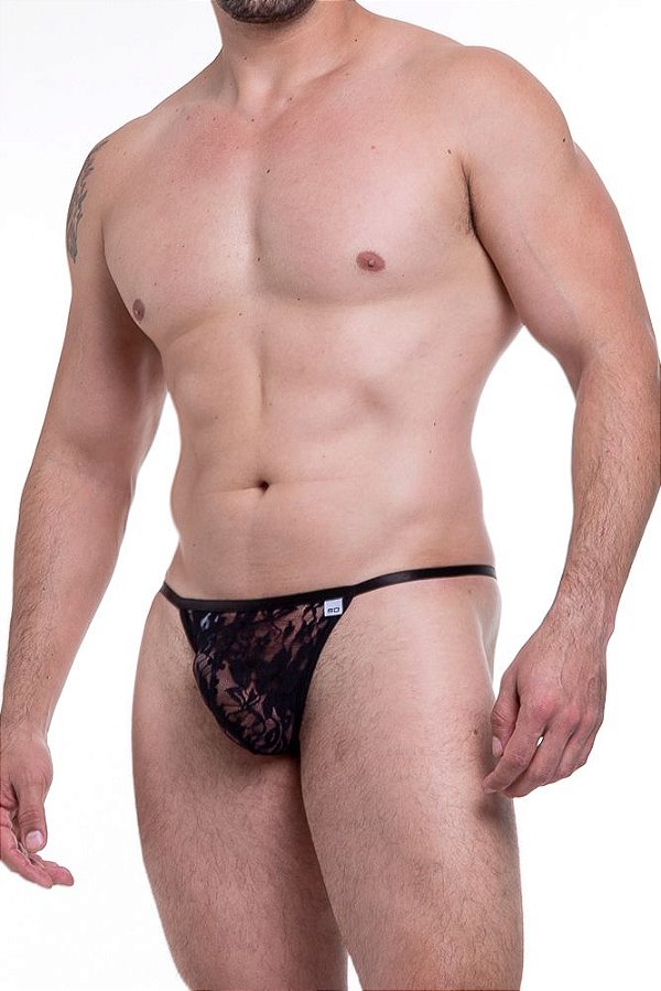 JOCK STRAP - Fio Em Renda com Detalhes em Perola no Bumbum - Cor: Preto - Tamanho: Único |SSD012