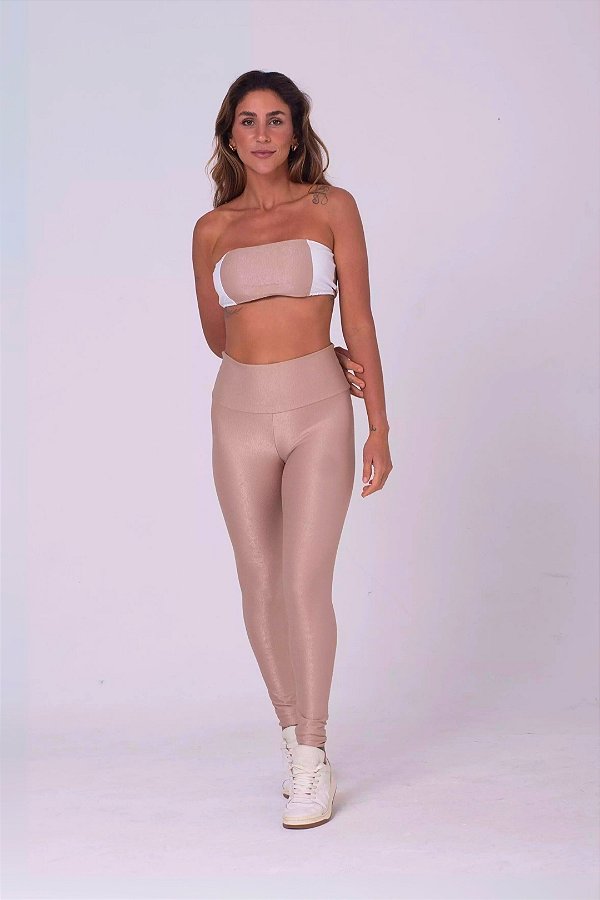 Legging Compressão e Top Faixa Maisa Bicolor Cappuccino