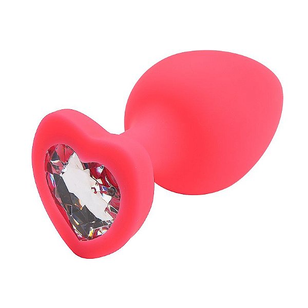 Plug Anal de Silicone c/ Joia de Coração | Tamanho M