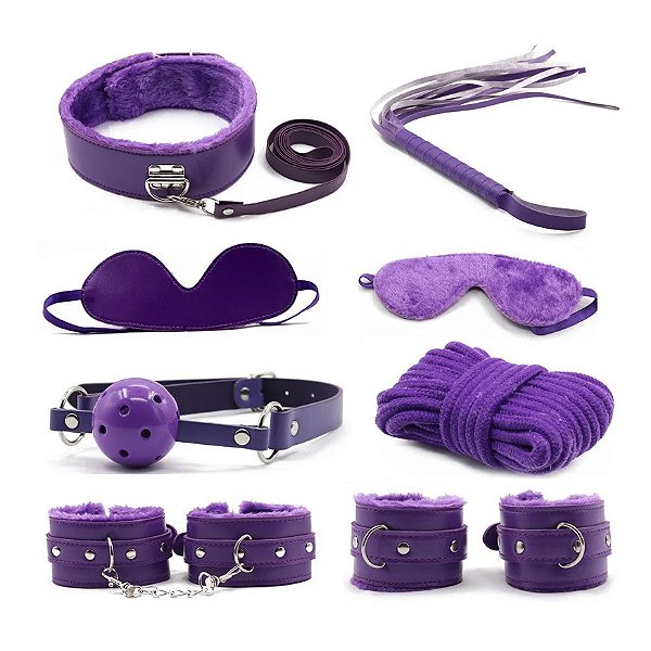 Kit Bondage Pelúcia 8 em 1 | Roxo