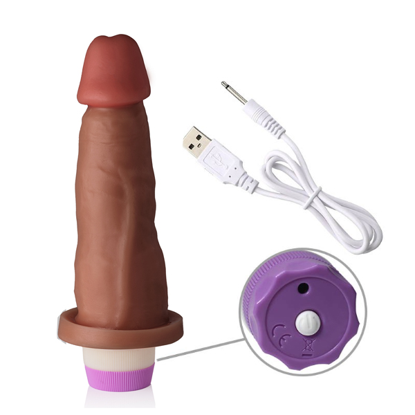 Vibrador Marrom Recarregável c/ Vibração 16 x 4cm