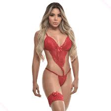 Body Rendado Com Persex | Vermelho