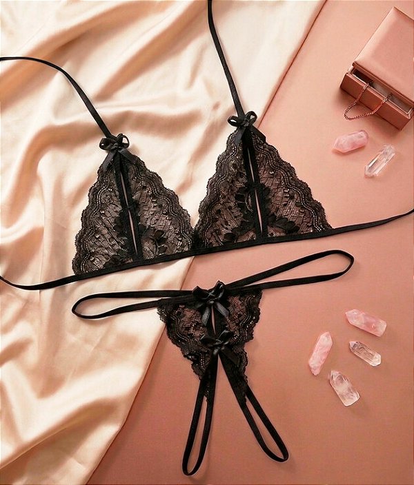 Conjunto Sexy com Abertura Intima | Daphne Preto