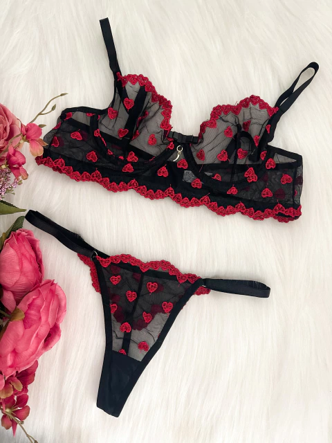 Conjunto Cecília | Preto com Vermelho