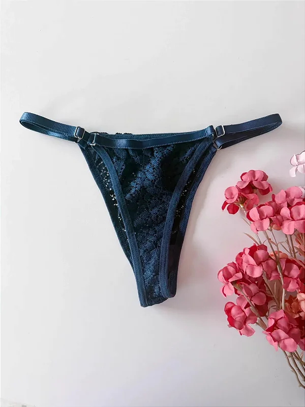 Calcinha Personalizável Renda Azul Sideral |Tam. Único