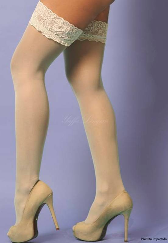 Meia 7/8 Lisa c/ Silicone e Renda Ivory | Y2007