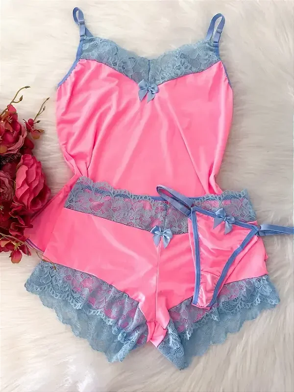 Baby Doll Jolie | Rosa com azul