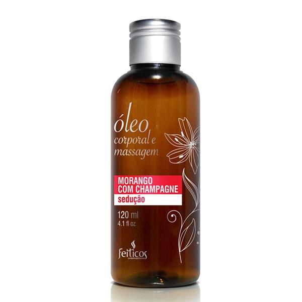 FEITIÇOS - Óleo Corporal e Massagem  - Morango com Champanhe Sedução 120ml