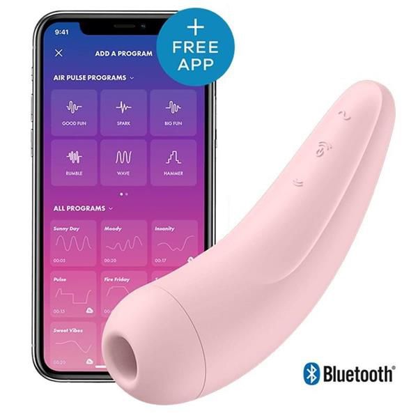 SATISFYER CURVE 2+ | Air Pulse Controlado por Aplicativo |Vibra e Suga | Cor: Rosa Claro