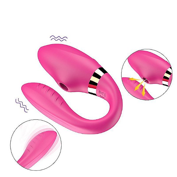 DIBE II - Vibrador para Casal Com Pulsação e Sucção - 7 Modos de Vibração | Cor: Pink - 6489