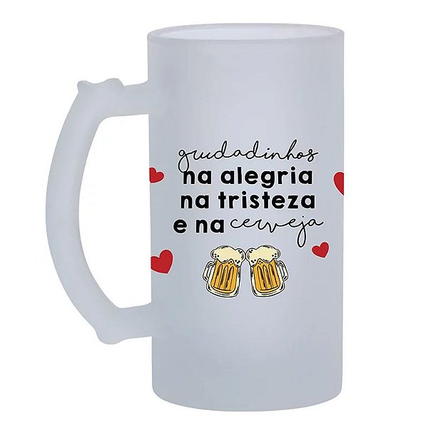 Caneca de Chopp Vidro Jateada 475ml (Personalizada)