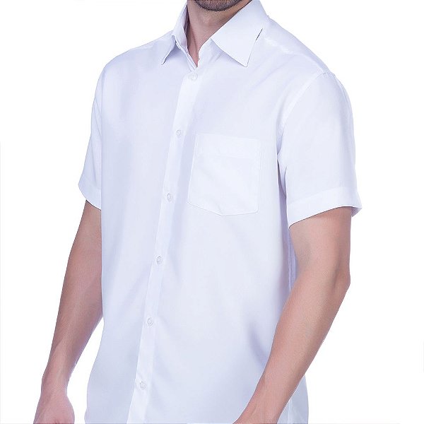 Camisa Social Masculina Branca Manga Curta