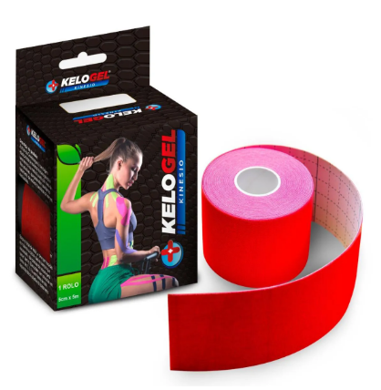 Fita Kinesio Tape Bandagem Elas. Kelogel  5CMX5M Vermelha