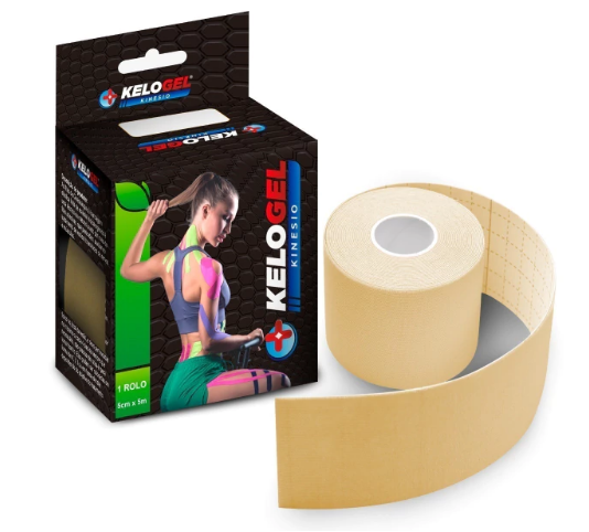Fita Kinesio Tape Bandagem Elas. Kelogel 5CMX5M Bege
