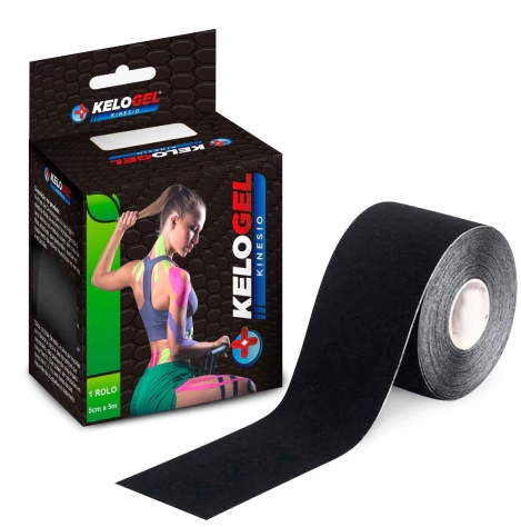 Fita Kinesio Tape Bandagem Elas. Kelogel  5CMX5M Preto