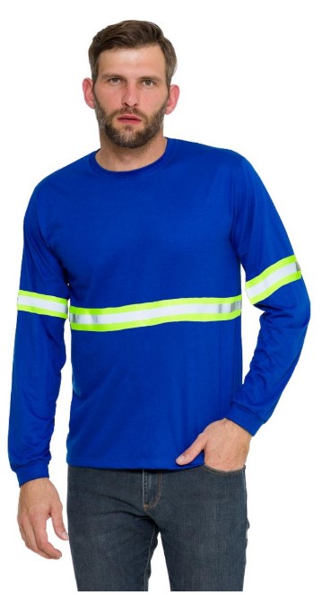 Camiseta com Faixa Refletiva Royal Manga Longa
