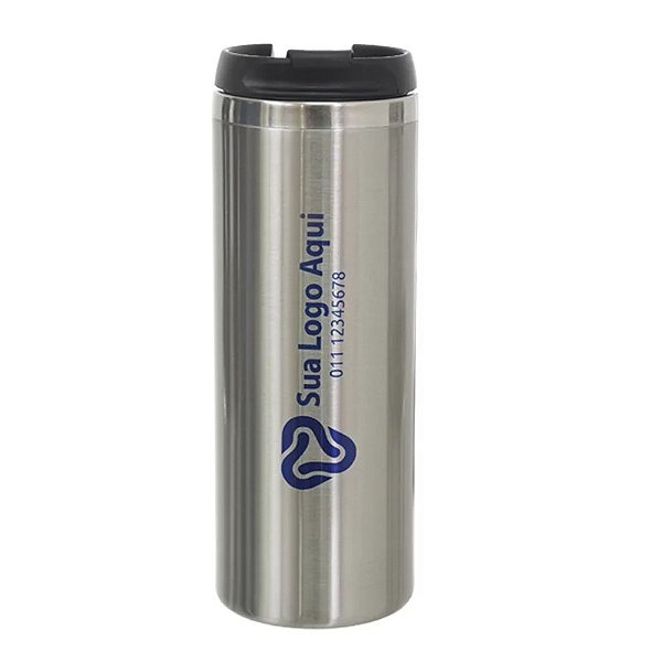 Copo Inox Parede Dupla Tapa Flexiel Prata 330ML Personalizaddo