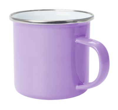 Caneca Esmaltada de Alumínio Flowers de 235ml Lilas Personalizada