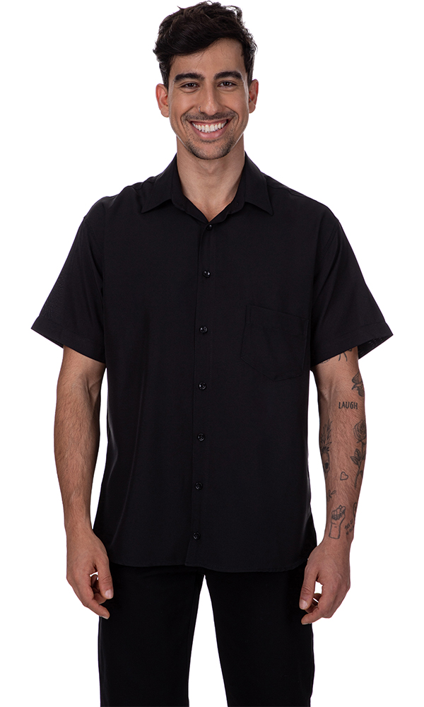Camisa Social Masculina Preta Manga Curta Premium