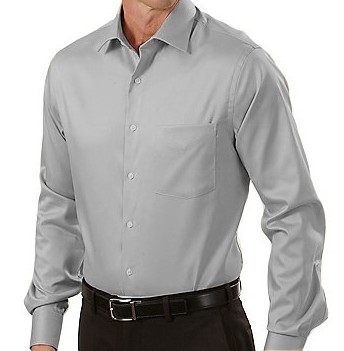 Camisa Social Masculina Cinza Manga longa Microfibra