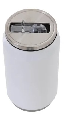 Lata Térmica Branca de Metal Aço Inox Com Tampa 300ml