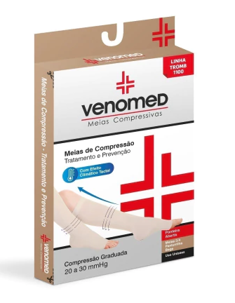 Meia Compressão 20 a 30MMHG  Ponteira Aberta 7/8 BEGE Tam.M