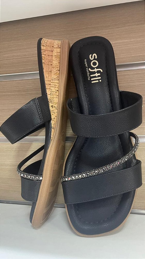 Sandalia Softli Preta 10275