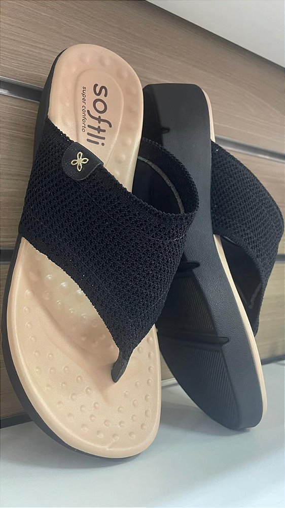 Sandalia Softli Preta 10291