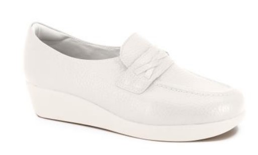 Mocassim Branco Anabela Couro Elástico Usaflex  6264PL002BR