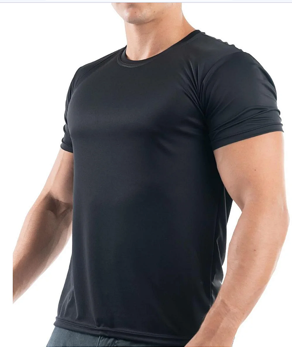 Camiseta UV Preta Manga Curta