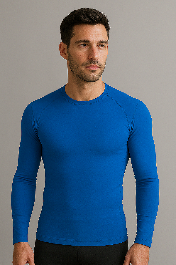 Camiseta UV Azul Royal Manga Longa