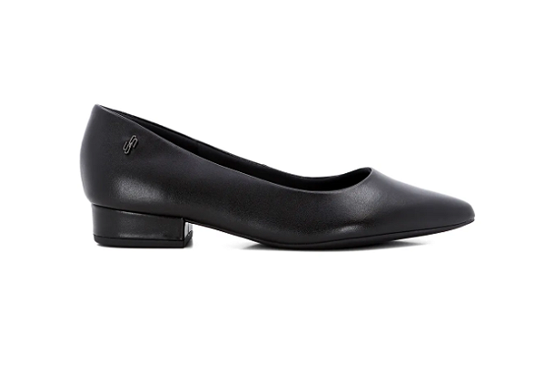 Scarpin Couro Bico Fino Preto Usaflex