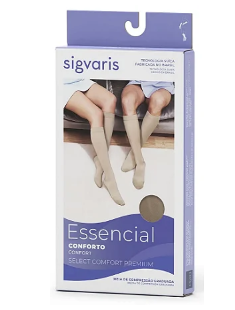Meia compressão Sigvaris Select Confort, 20-30 mmHg, 3/4 Ponteira Aberta Natural